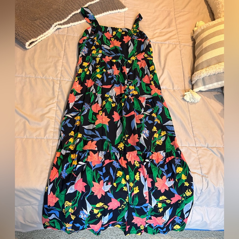 J. Crew Factory Black Floral Maxi Dress